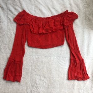 NWT Urban Outfitters Red Off the Shoulder Top